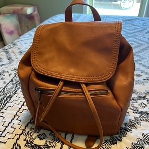 Burnt orange faux leather backpack